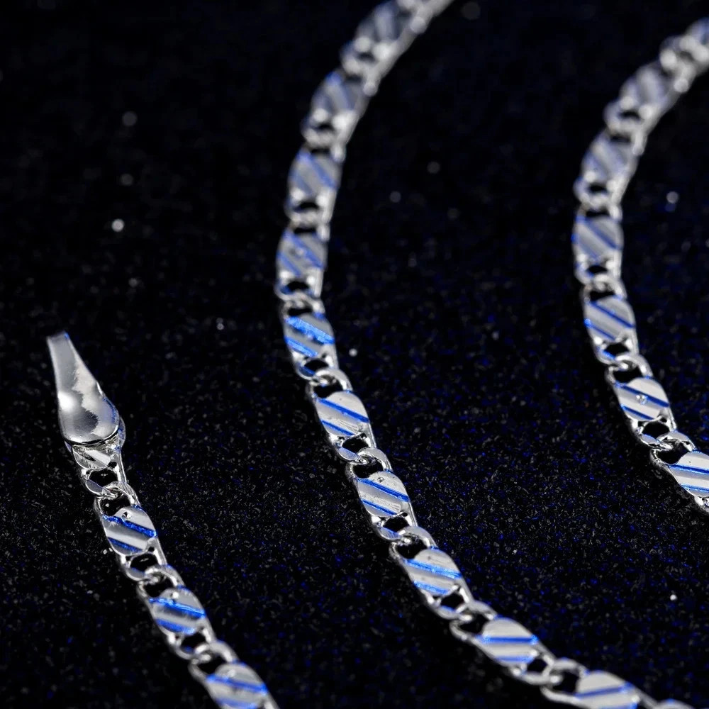 New 925 Sterling Silver fine 2MM flat Clavicle chains Necklaces for Men Women