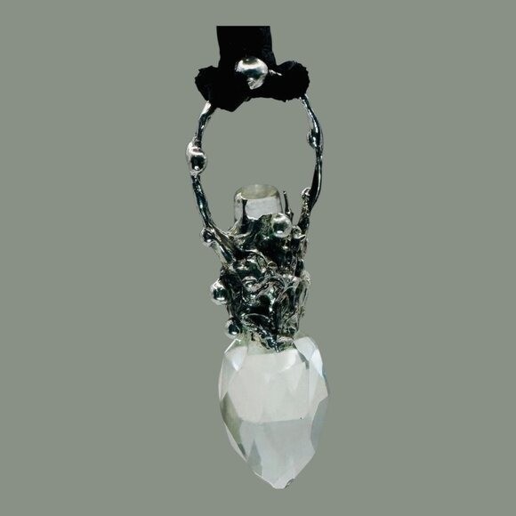Unique Handcrafted Silver & Crystal Perfume Bottle Topper Pendant Necklace