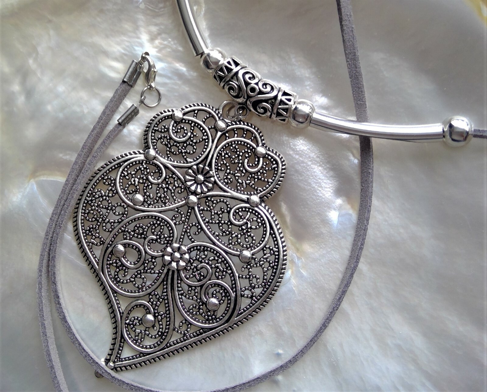 TIBETAN SILVER ALLOY STATEMENT PENDANT