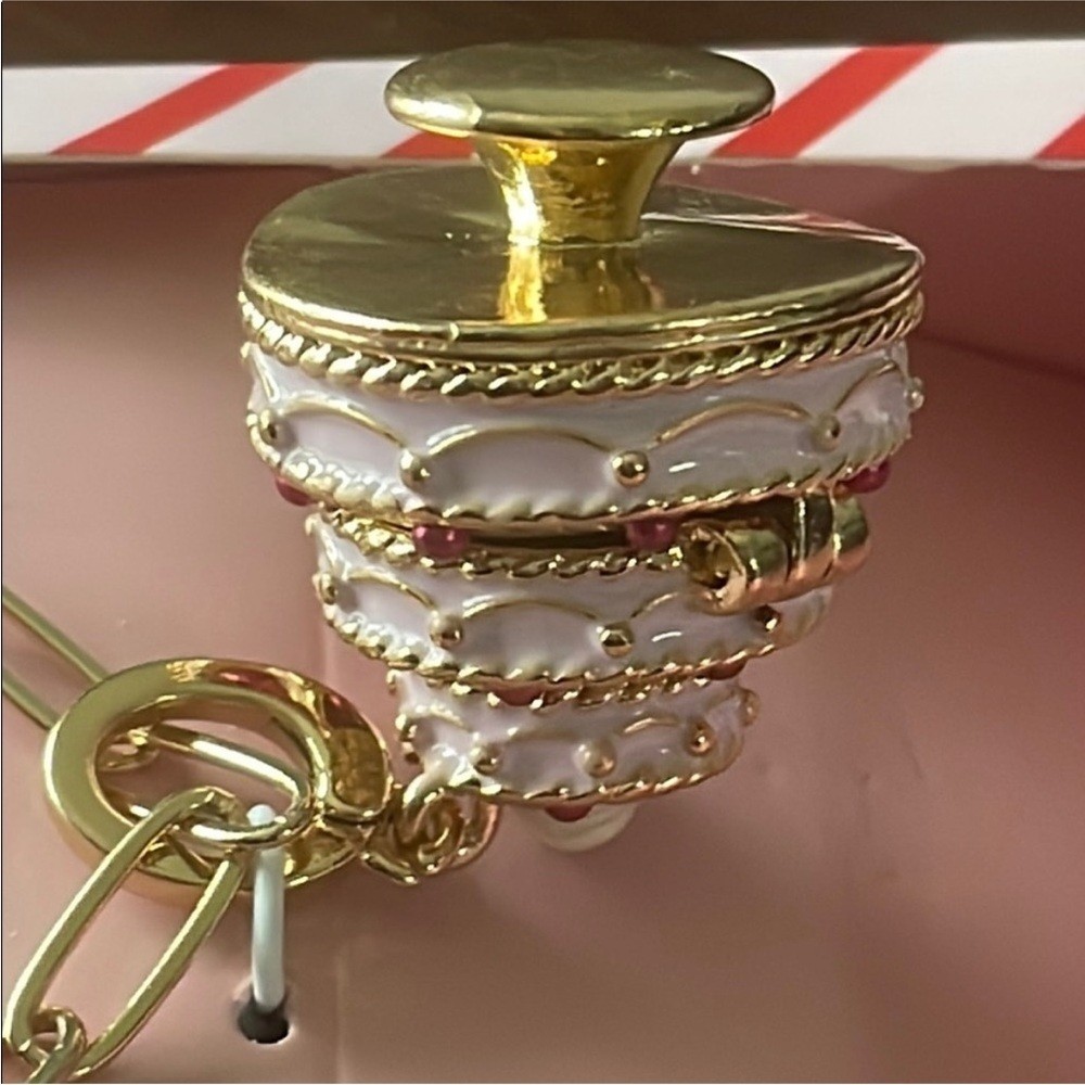 Gold and Pink Cake locket Pendant Necklace