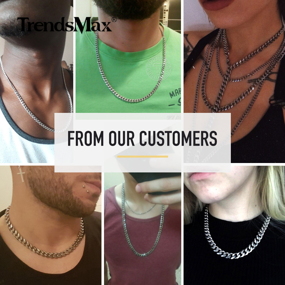 16-36INCHES Silver Stainless Steel Curb Cuban Chain Necklace Choker Jewelry HOT