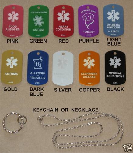 Custom Engraved Personalized Medical Alert ID Dog Tag