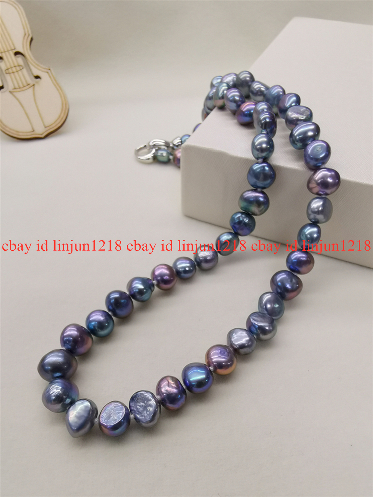 Natural 8-9mm White Pink Purple Freshwater Baroque Pearl Necklace 18″ A+
