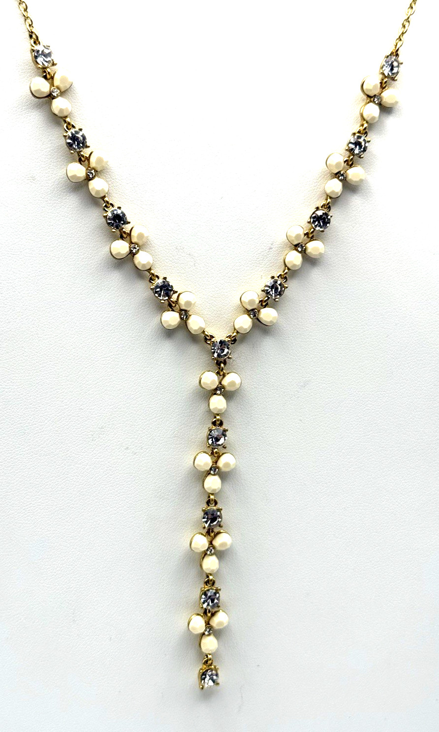 NWT J. Crew 25″ Crystal Clover Y Drop Necklace