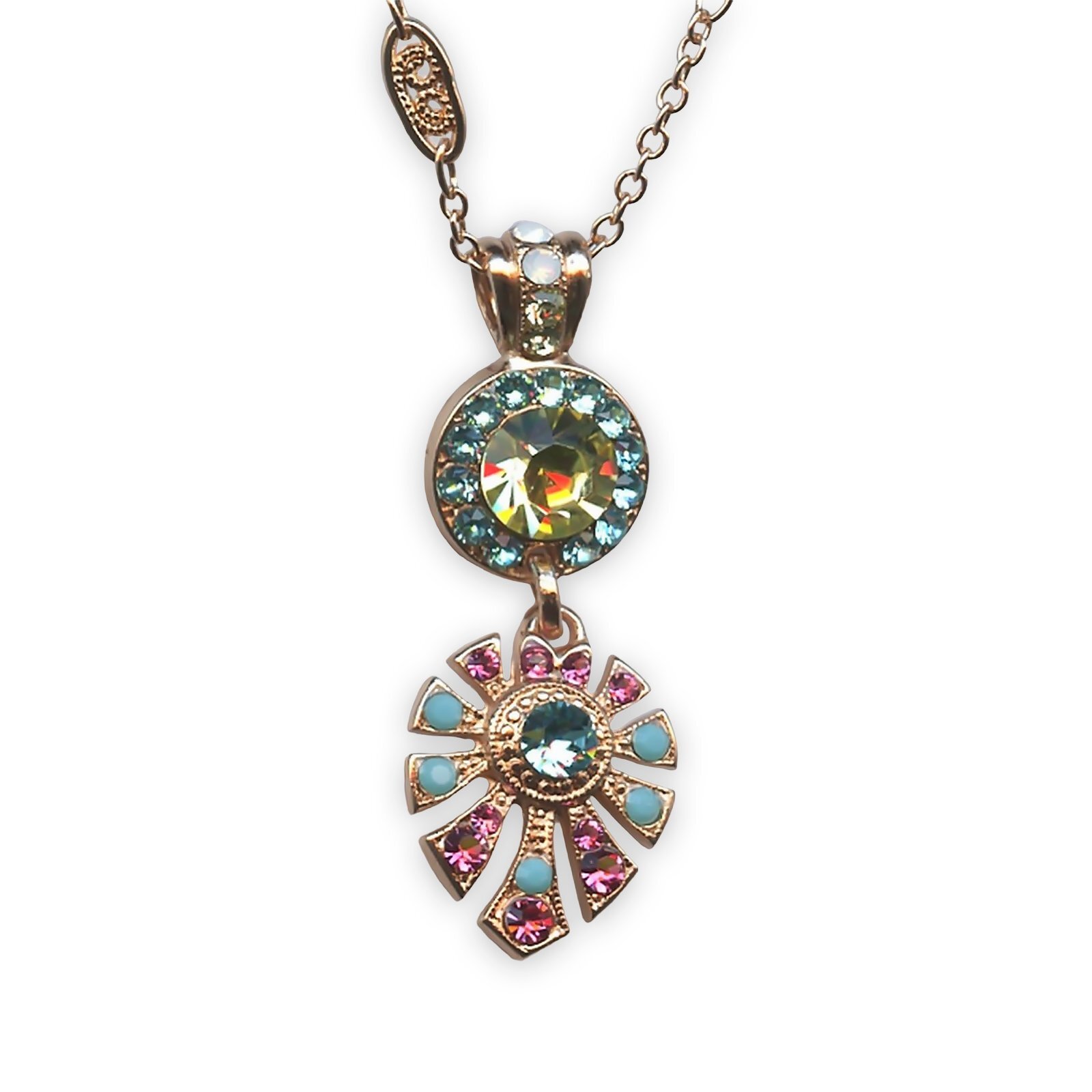 Necklace Pendant by Mariana Margarita Coll. Charming Yellow, Aquamarine, Turq…