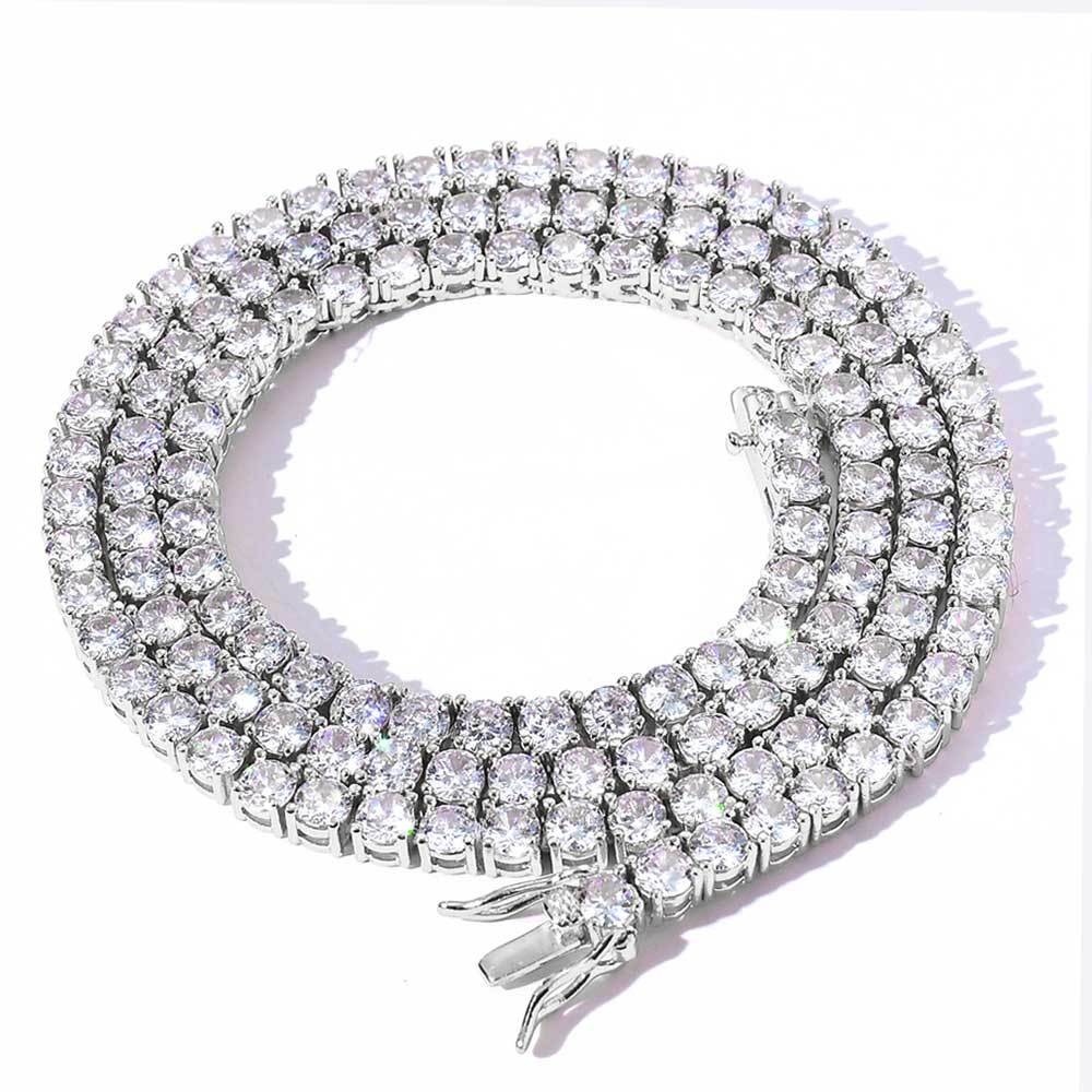 Women Men Iced Out Bling Tennis Necklaces Pendant Hip Hop CZ Zircons 3/4/5/6MM
