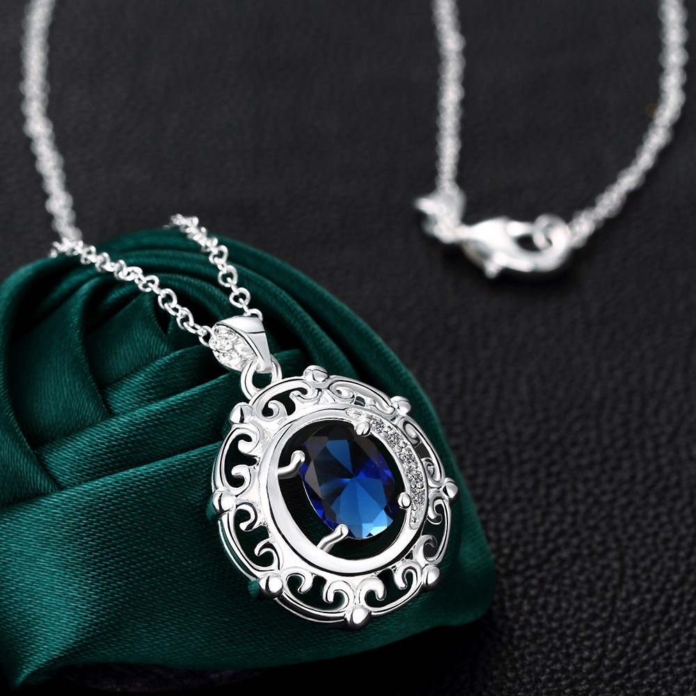 Antique 925 Sterling Silver SF Filigree CZ Pendant Necklace Gift Woman N-A679