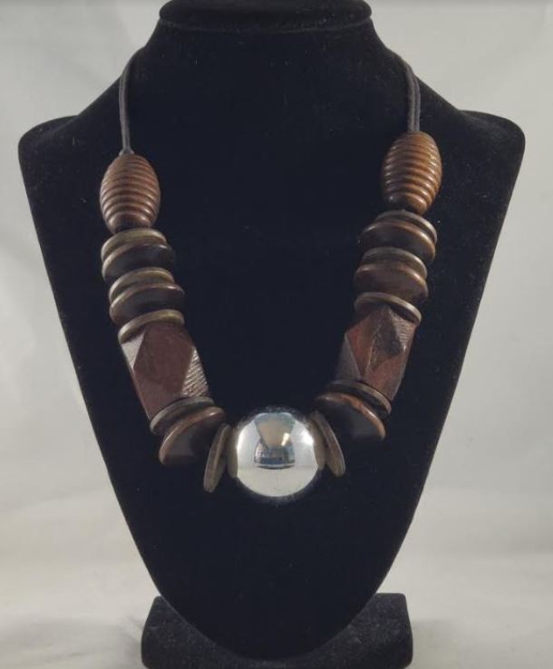 Wooden Bead Necklace Statement Boho Beaded Necklace N1300