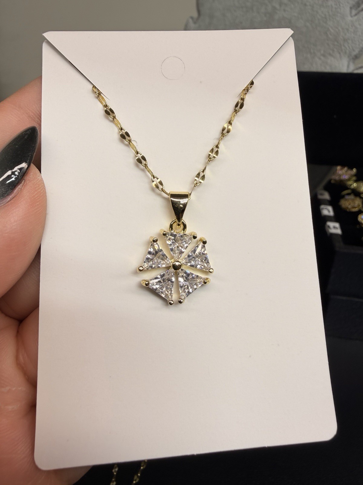 14k Gold Plated Set of 4 Necklaces CZ 16-18 inches (flower 19inch)
