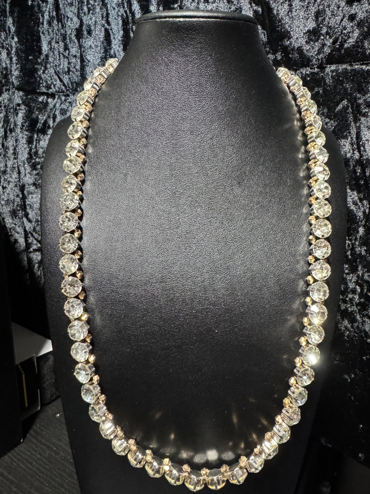 Tennis Necklace Chain White Colorless Rhinestone Silver Gold Round 10 m 24.5 in