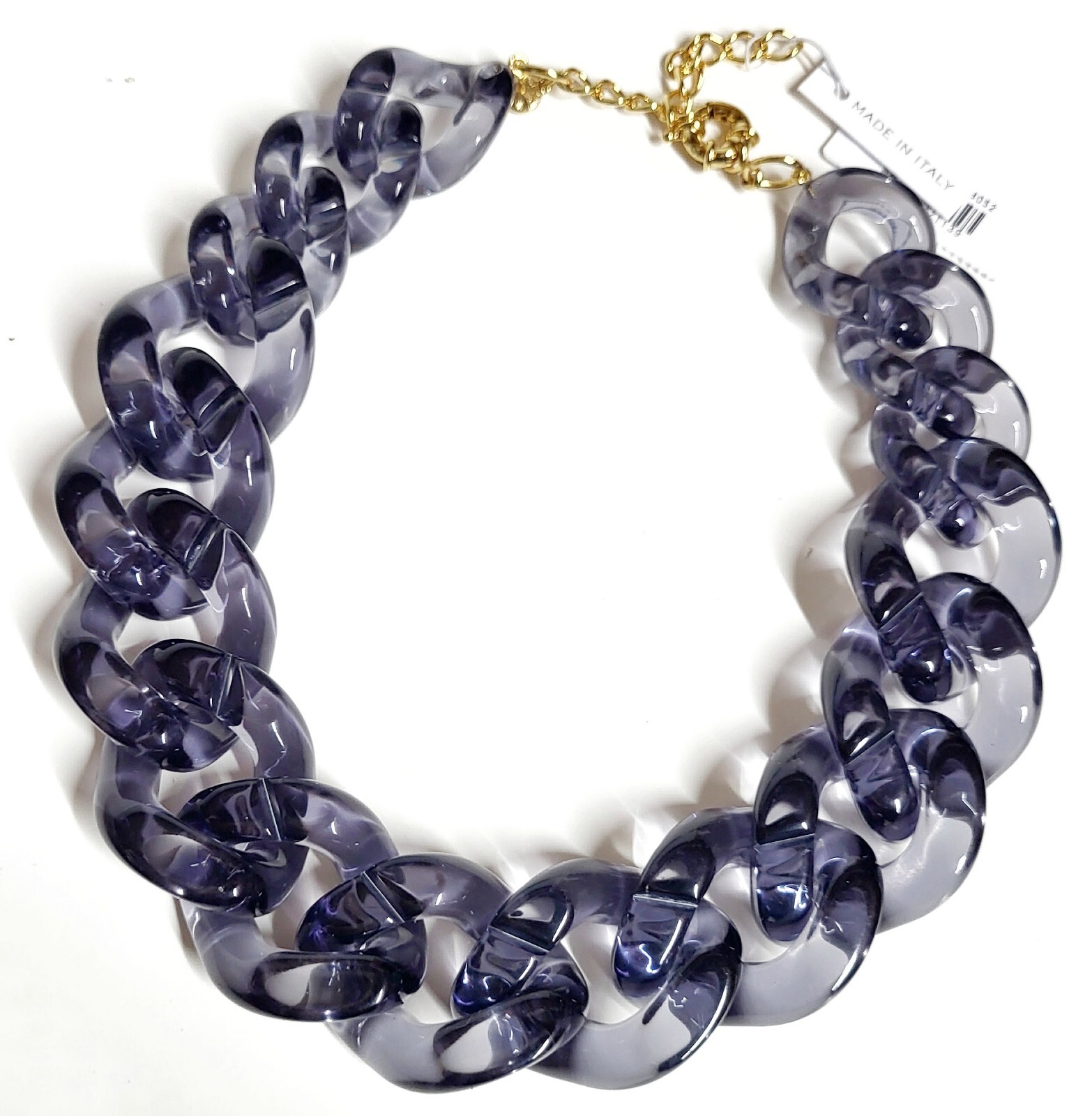 J.Crew Chunky Acetate Link Necklace Pale Graphite Plated Brass BK900 NWT