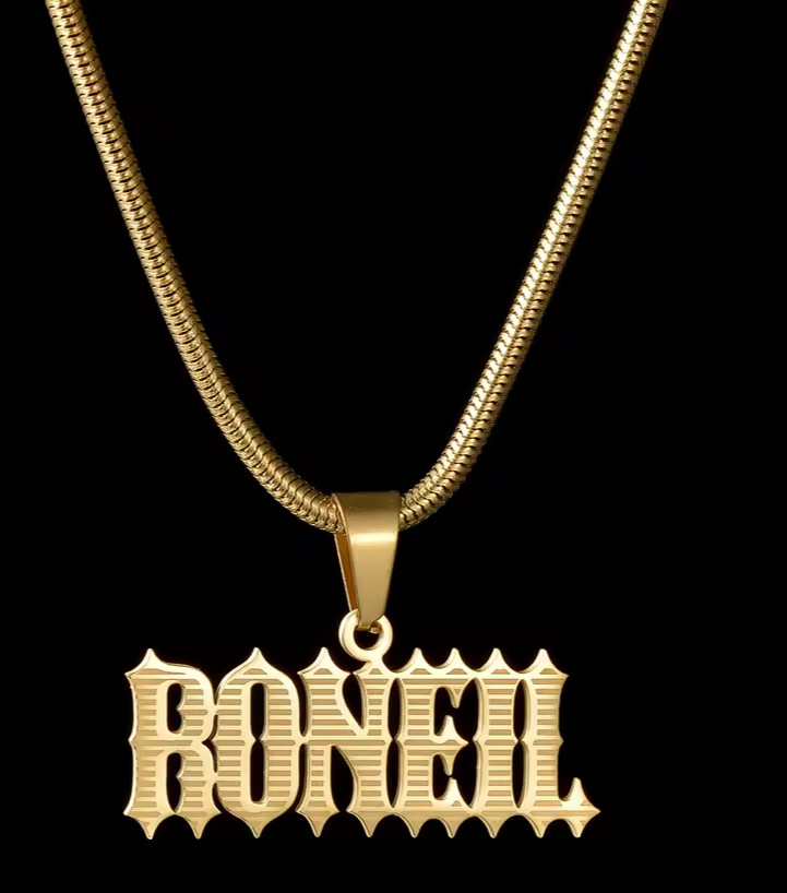 Custom Name Jewelry Necklace Chain Men Women Gold Silver Personalized Pendant