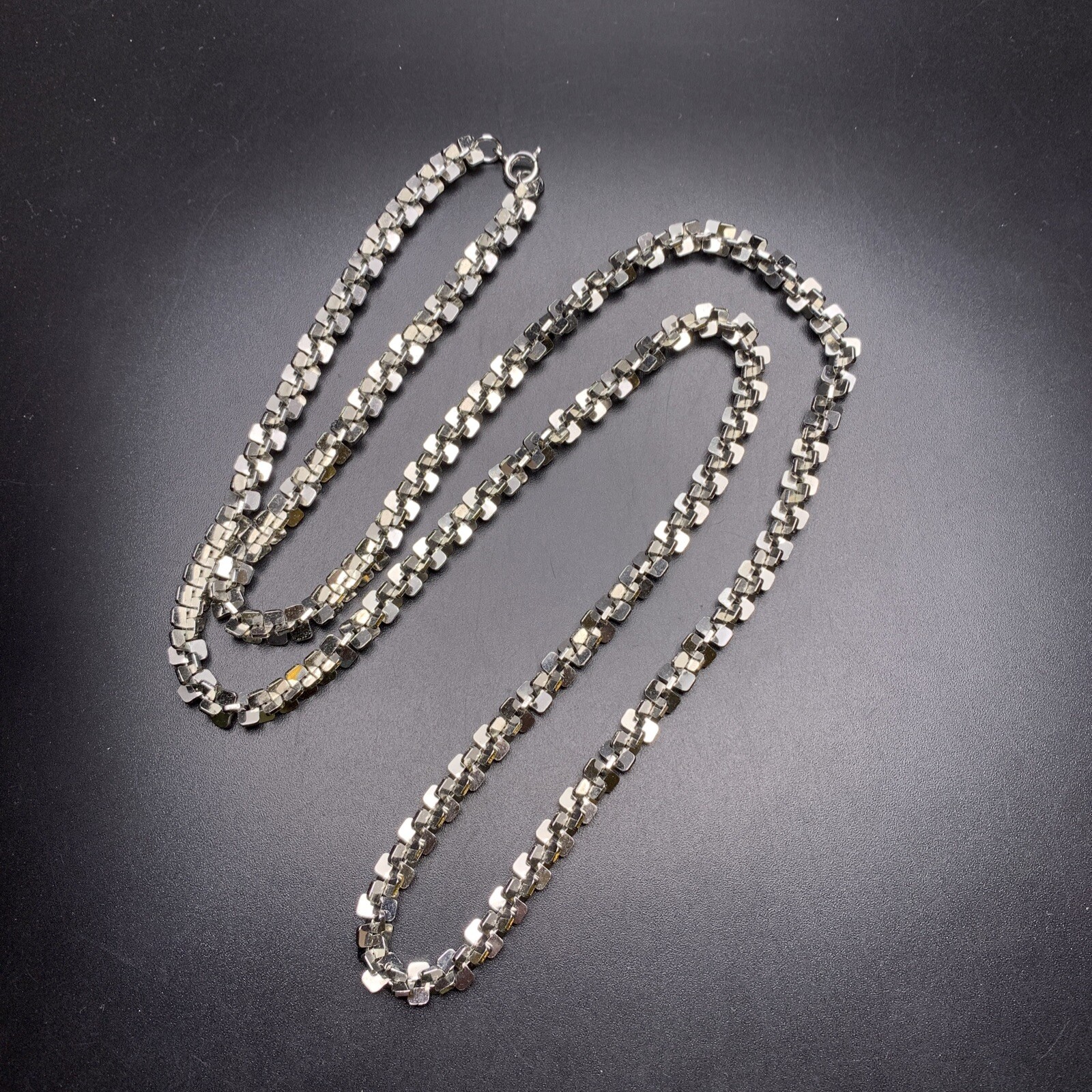 Long Margarita Chain Necklace Silver Tone 30 Inch Classic Simple