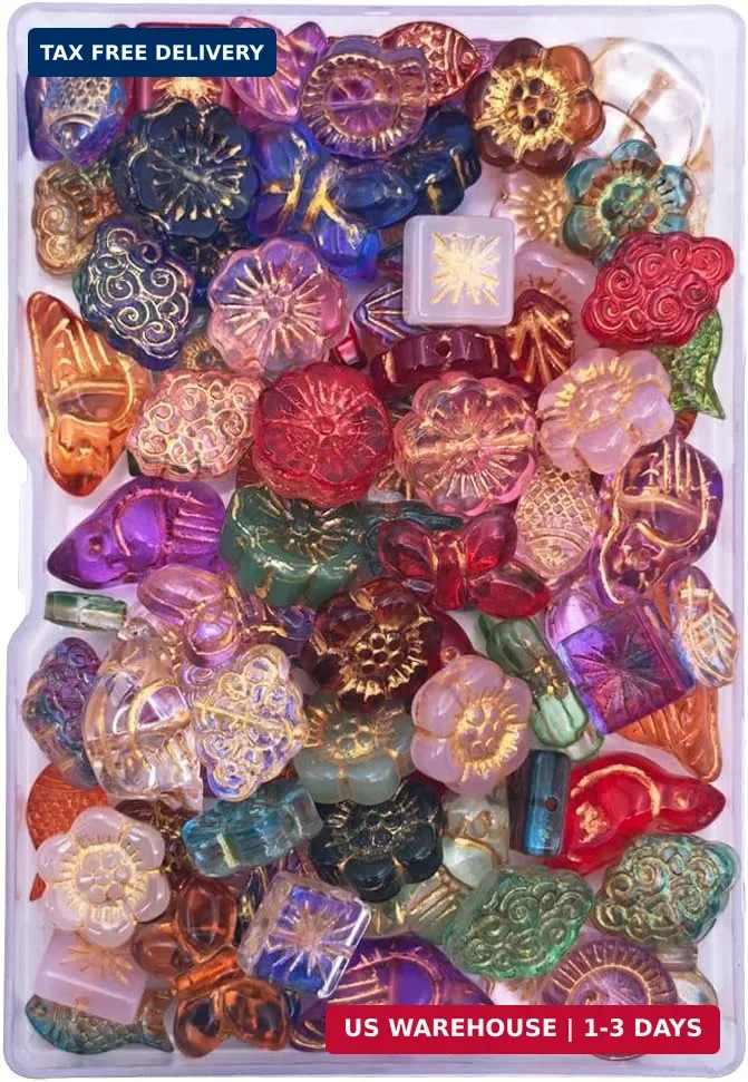 100pcs Crystal Glass Beads Gold Tracing for Jewelry Bracelet Necklace