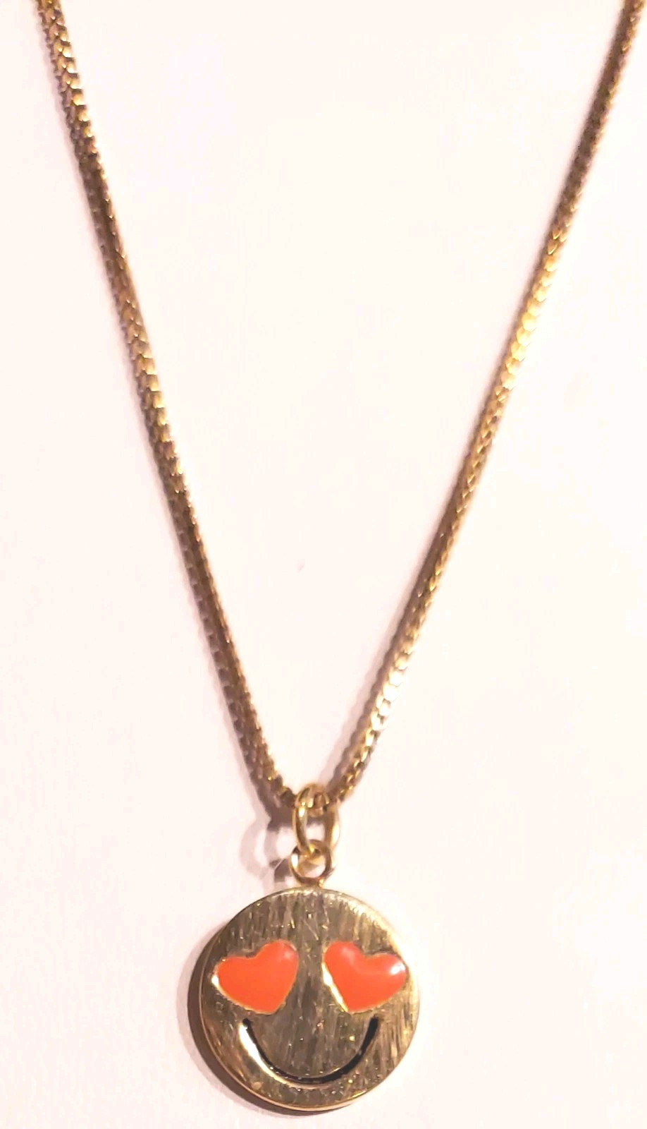 Kate Spade Emoji Necklace Tell All Love Struck Heart Eyed Gold Tone Cute 17-20″