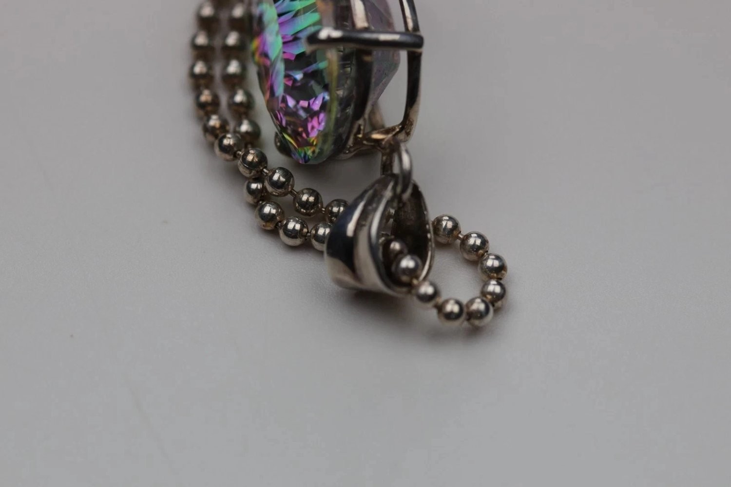 AZ Sterling Silver Mystic Topaz Pendant Necklace 925 Italy 18 Inch Ball Chain