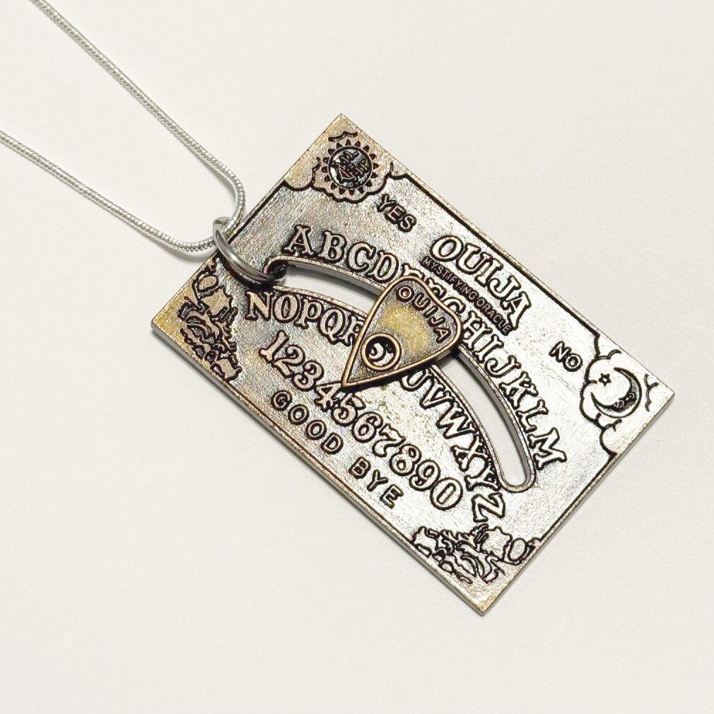 Movable Planchette Ouija Board 24″ Silver Alloy Snake Chain Design.