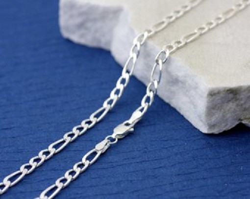 925 STERLING SILVER 3.5 MM FIGARO chain 22″ necklace men women ITALY FREE BOX