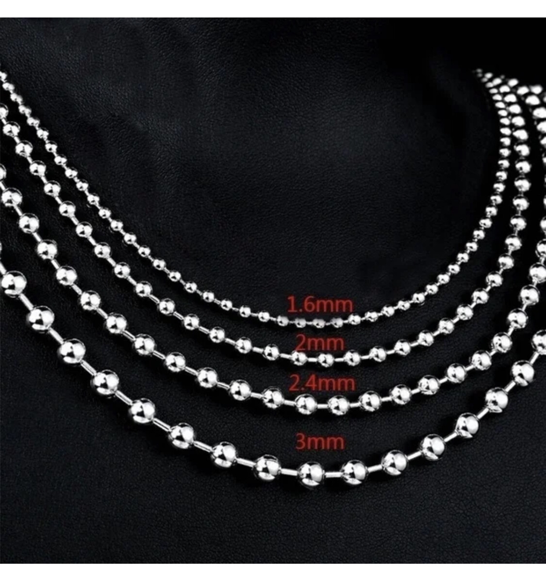 Ball Chain Necklace Stainless Steel 6-40″ Military Dog Tag Army 1.5 / 2.4 /3.2mm