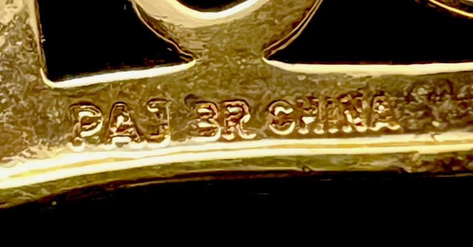 Signed PAJ BR China Goldtone Necklace 20” W/Heart Type Scroll Pendant