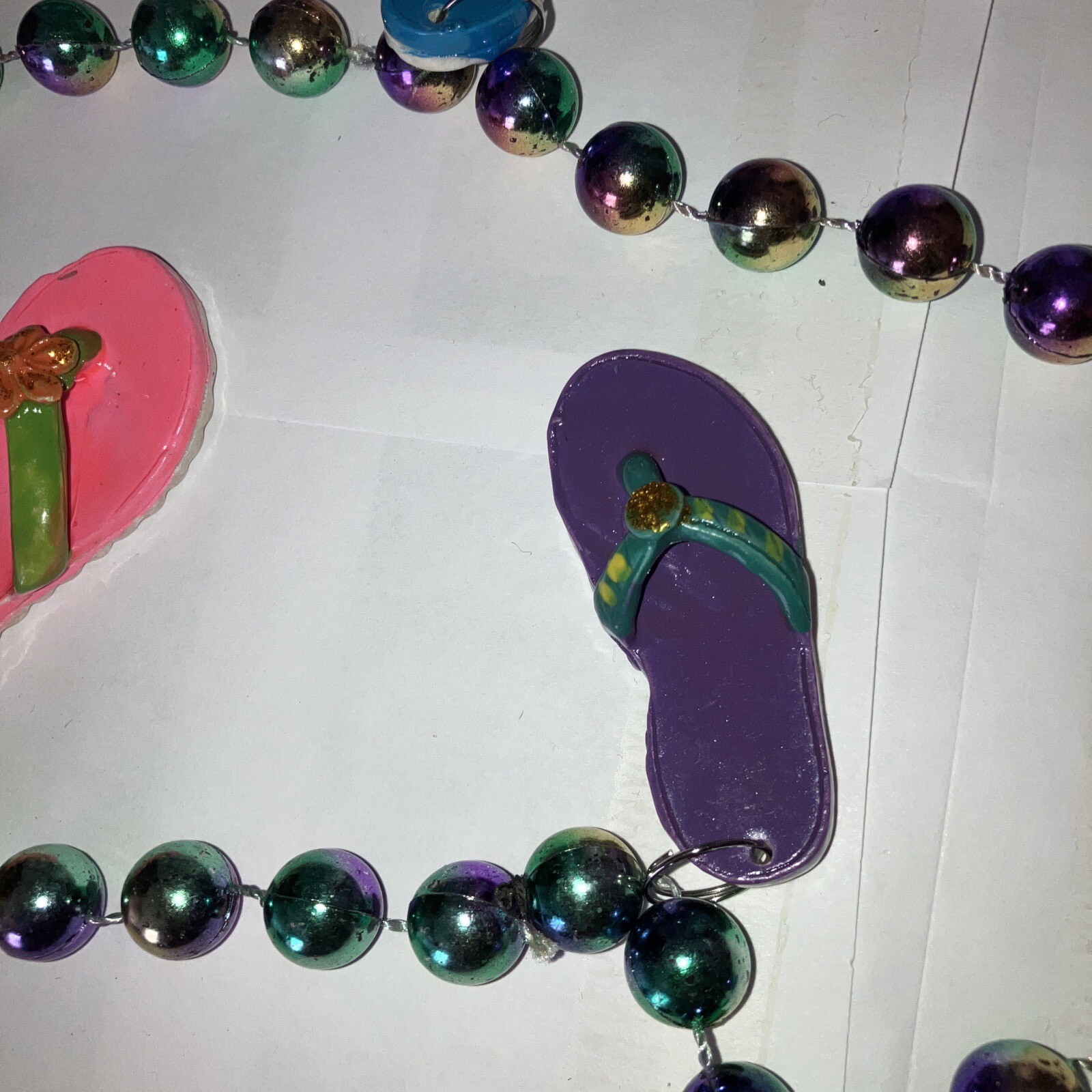 Adult/Teen Unisex Colorful, 5 Flip flops Beaded Necklace