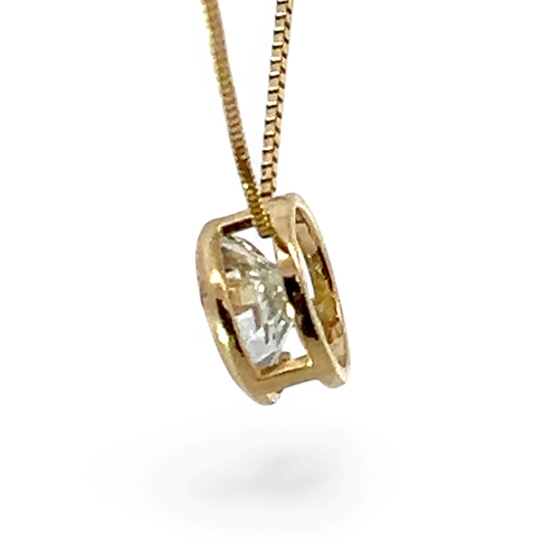 14k Yellow Gold White/Colorless Cubic Zirconia Pendant 18in (KS1019093)