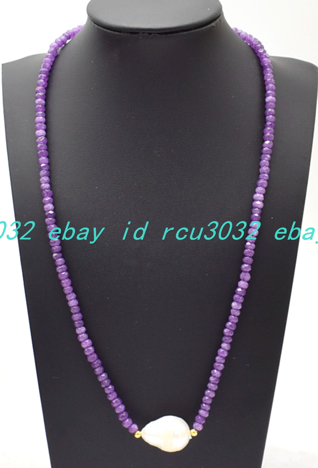 2x4mm Faceted Purple Jade White Baroque Pearl Rondelle Beads Necklace 18-36 In