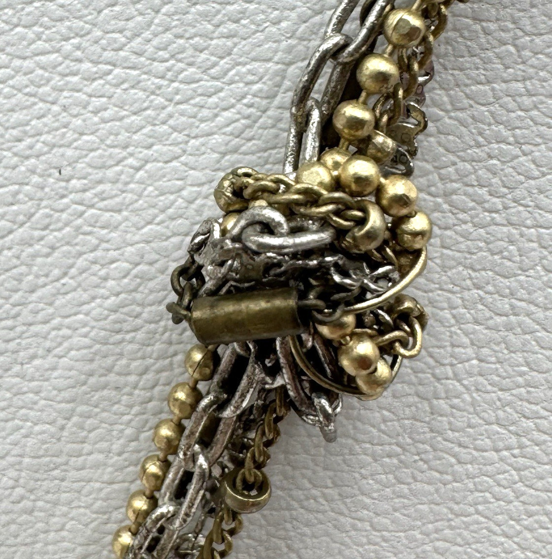Ann Taylor Loft Necklace Multi Chain Gold Silver Tone Glass Faceted Rhinestones