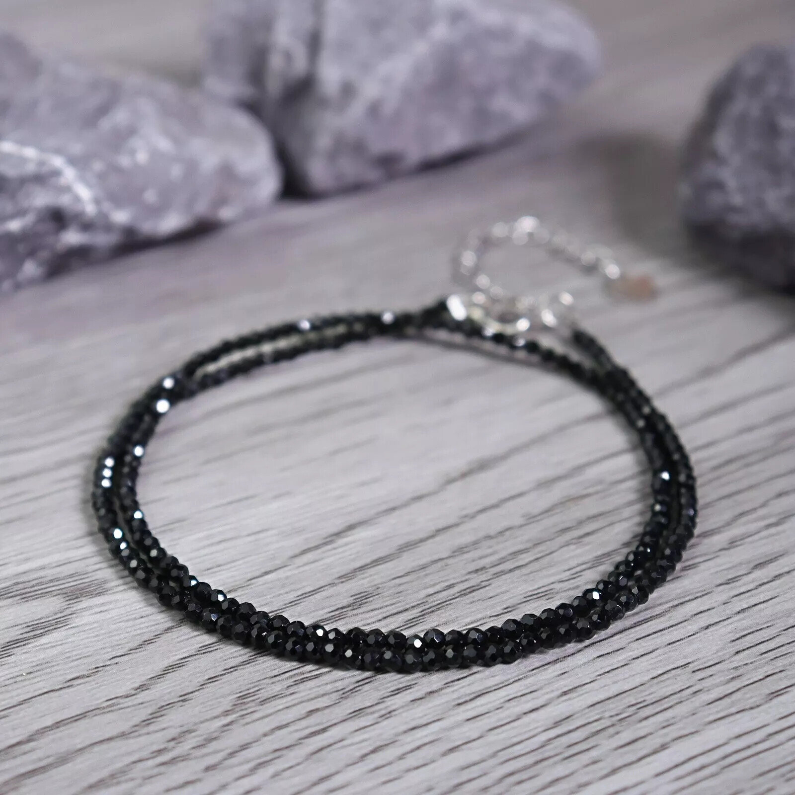 Black Spinel 3mm Beaded Choker Healing Minimalist Women Crystal Necklace