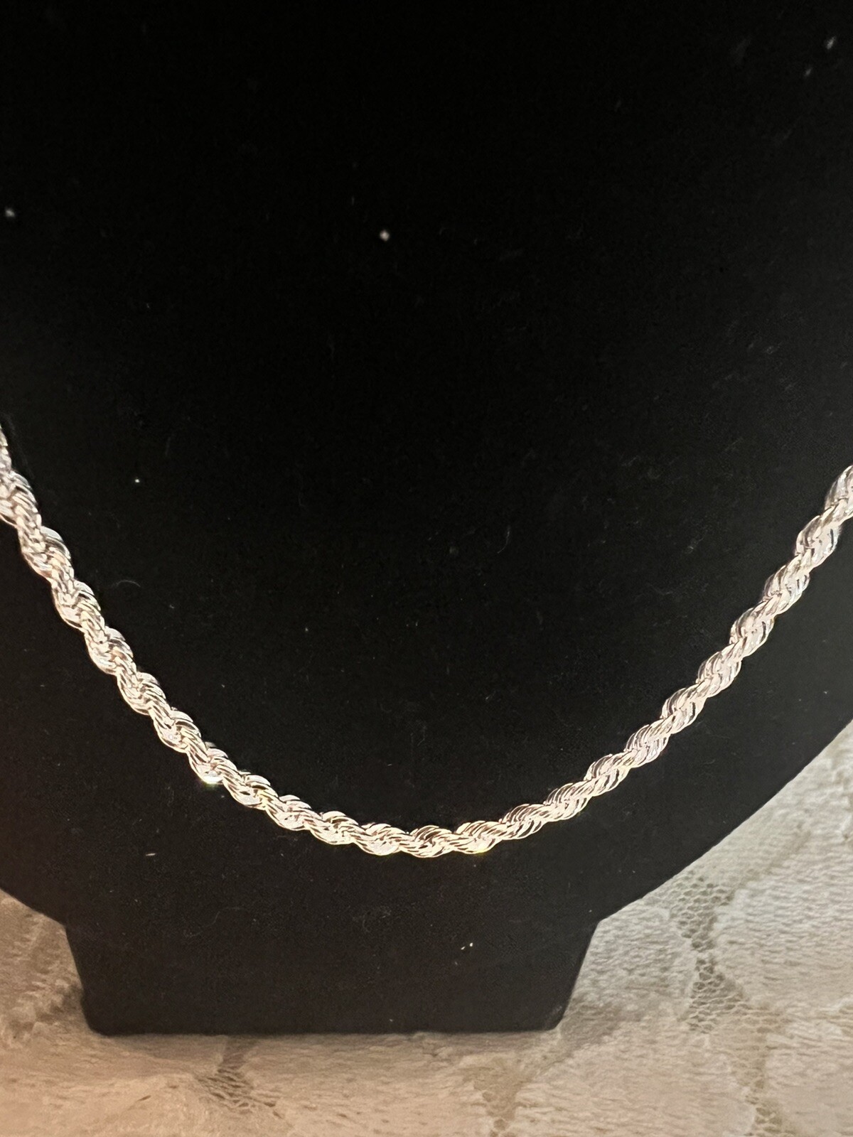 NEW 24 INCH STERLING SILVER PLATED 2 MM ROPE CHAIN NECKLACE NEW