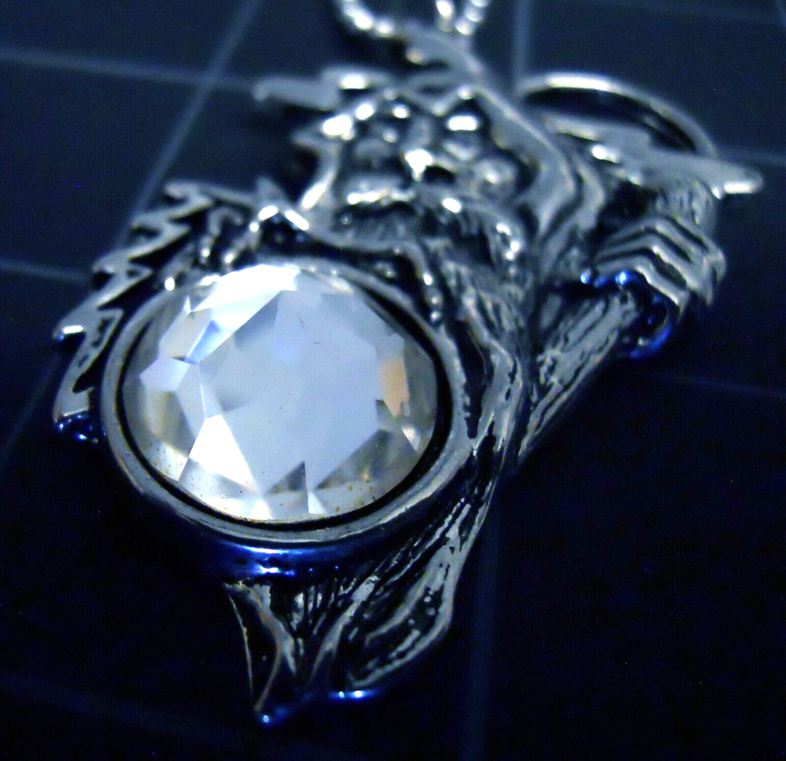 WIZARD Moon Scepter Dresden Pendant Stainless Ball Chain New Crystal Necklace