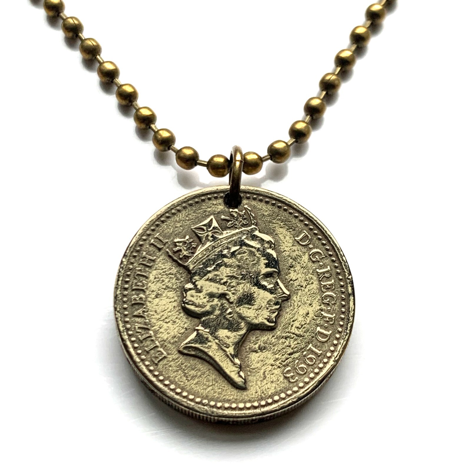 1993 United Kingdom Great Britain 1 Pound coin pendant British royal arms 001683