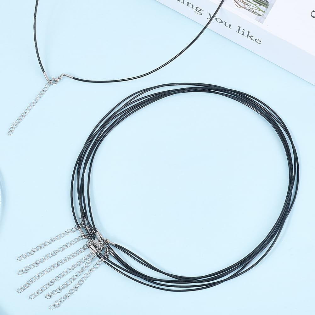 10PCS 1.5Mm Black Genuine Leather Cord Necklaces 18 Inch round Thin Real Leather