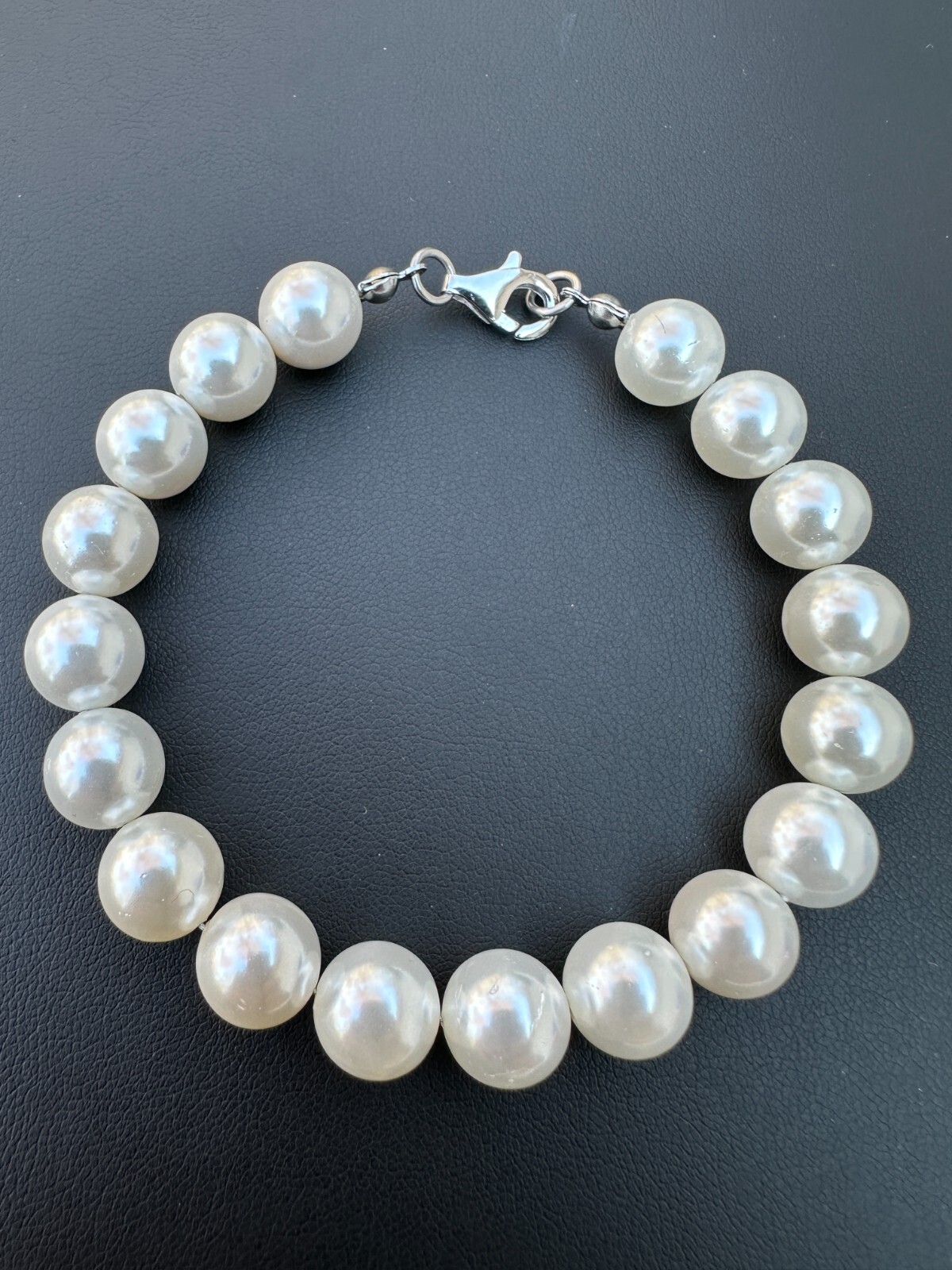 Cultured Pearl Bracelet W. Real 925 Silver Clasp For Men Women 4-10mm All Length