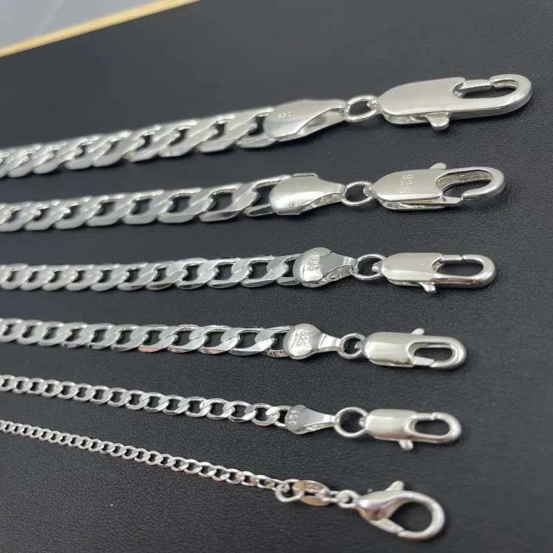 925 Sterling Silver Chain Curb For Men&Women Necklace 2mm to 12mm / 16″ to 30″