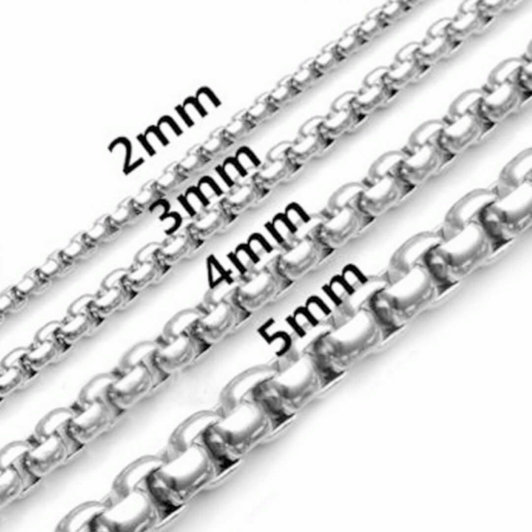 2/3/4/5/MM Men’s Chain Stainless Steel Round Box Link Necklace 20-32 inch hot yc
