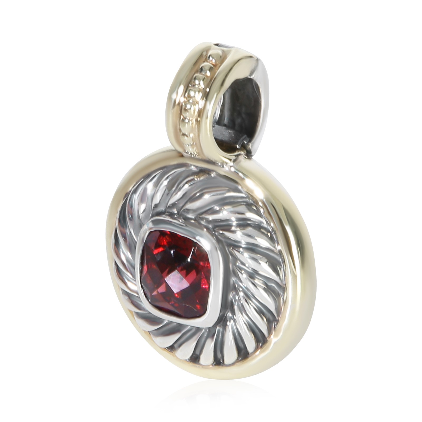 David Yurman Yellow Gold & Sterling Silver Garnet Albion Pendant
