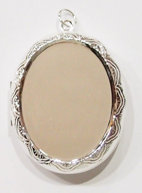 2 of 36x28mm Silver Victorian Style Etched Locket Pendant Settings 54x39mm