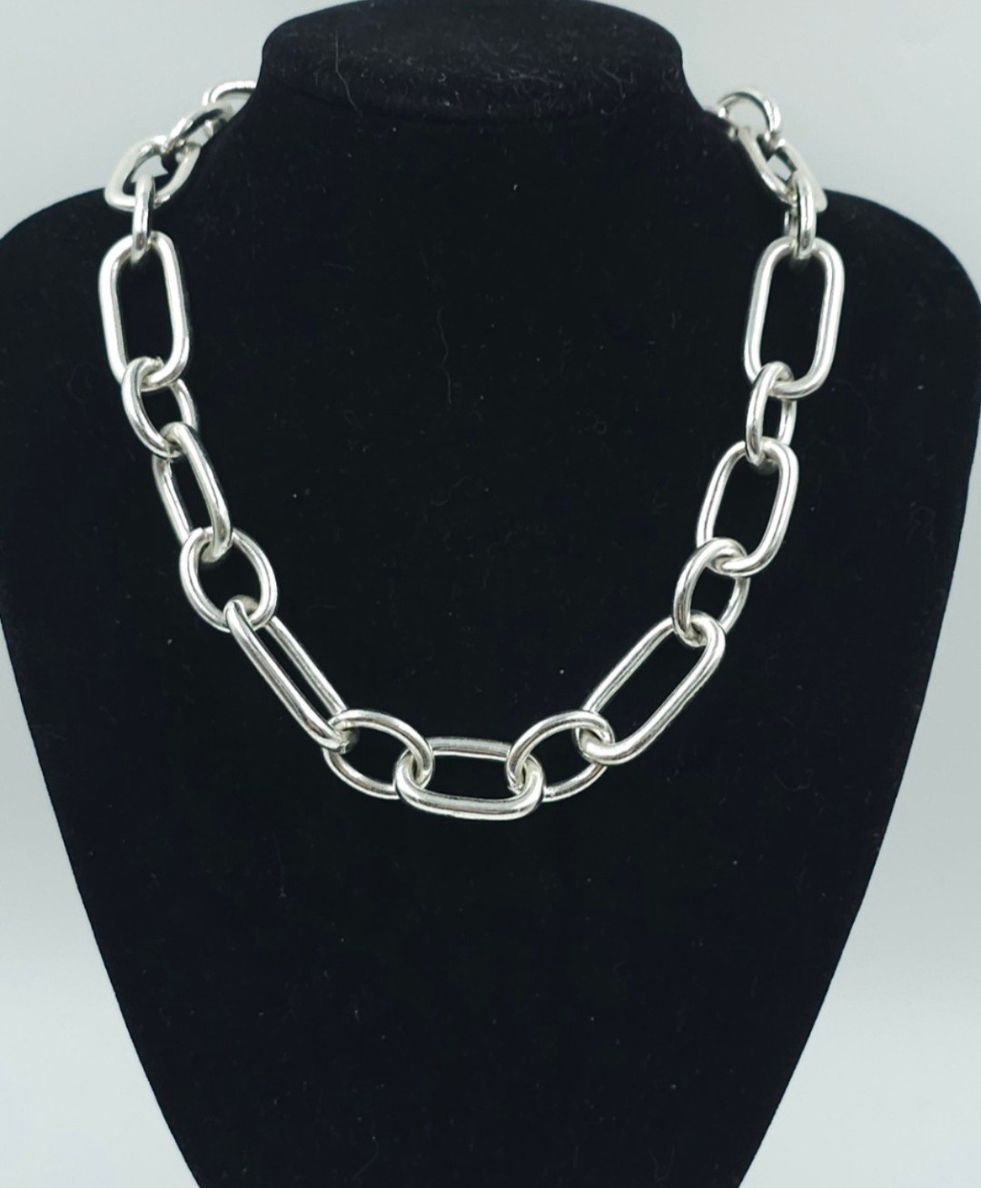 Lauren Ralph Lauren Silver-Tone Oval Link Chain Toggle Necklace, Signed