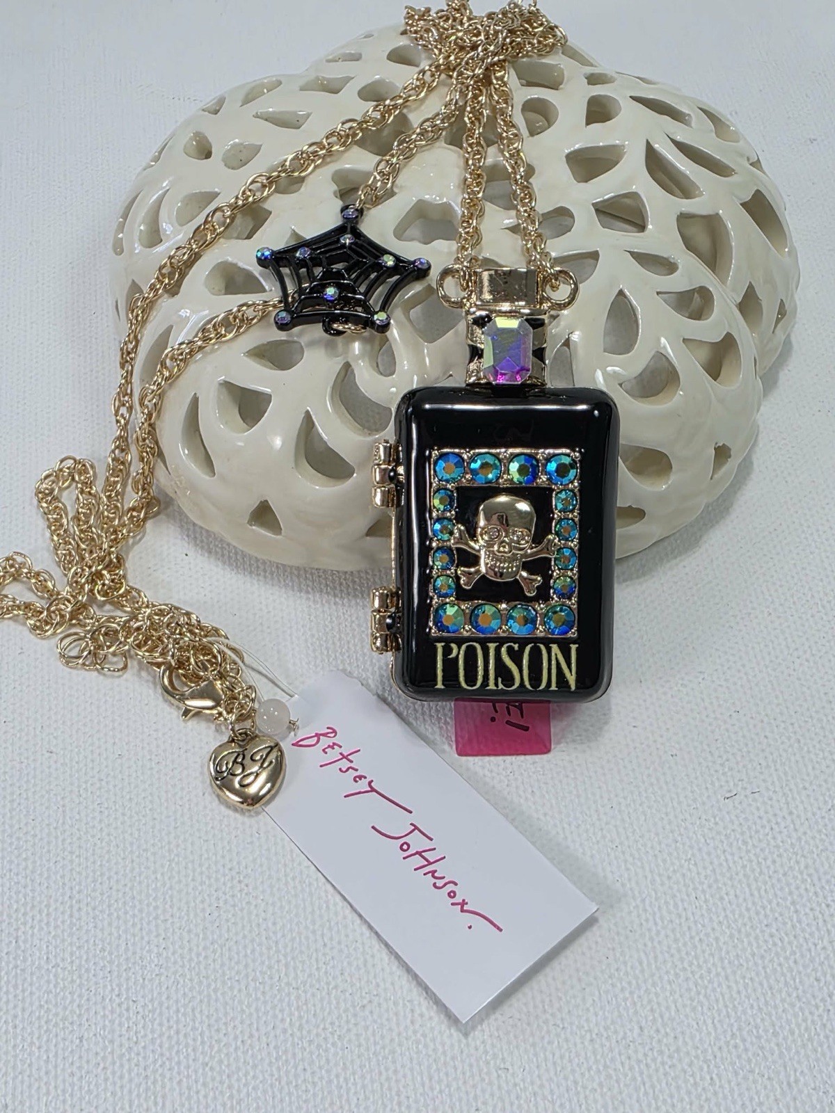 Halloween Betsey Johnson Long Pendant Poison Bottle Necklace Locket Snake NWT