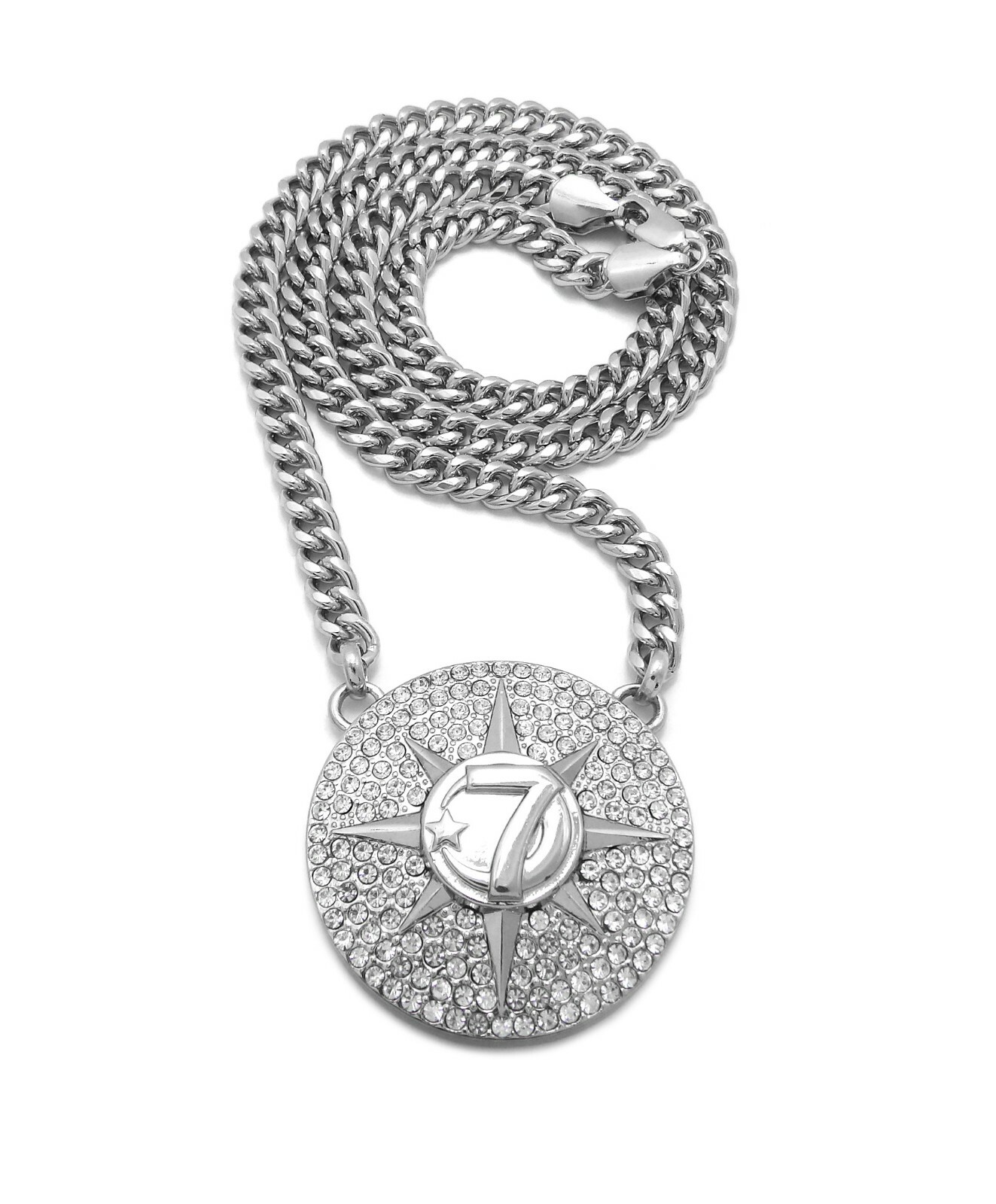 Iced 5Percenter 7Star Pendant 6mm/18″,20″,24″,30″ Cuban Chain Necklace RC4012