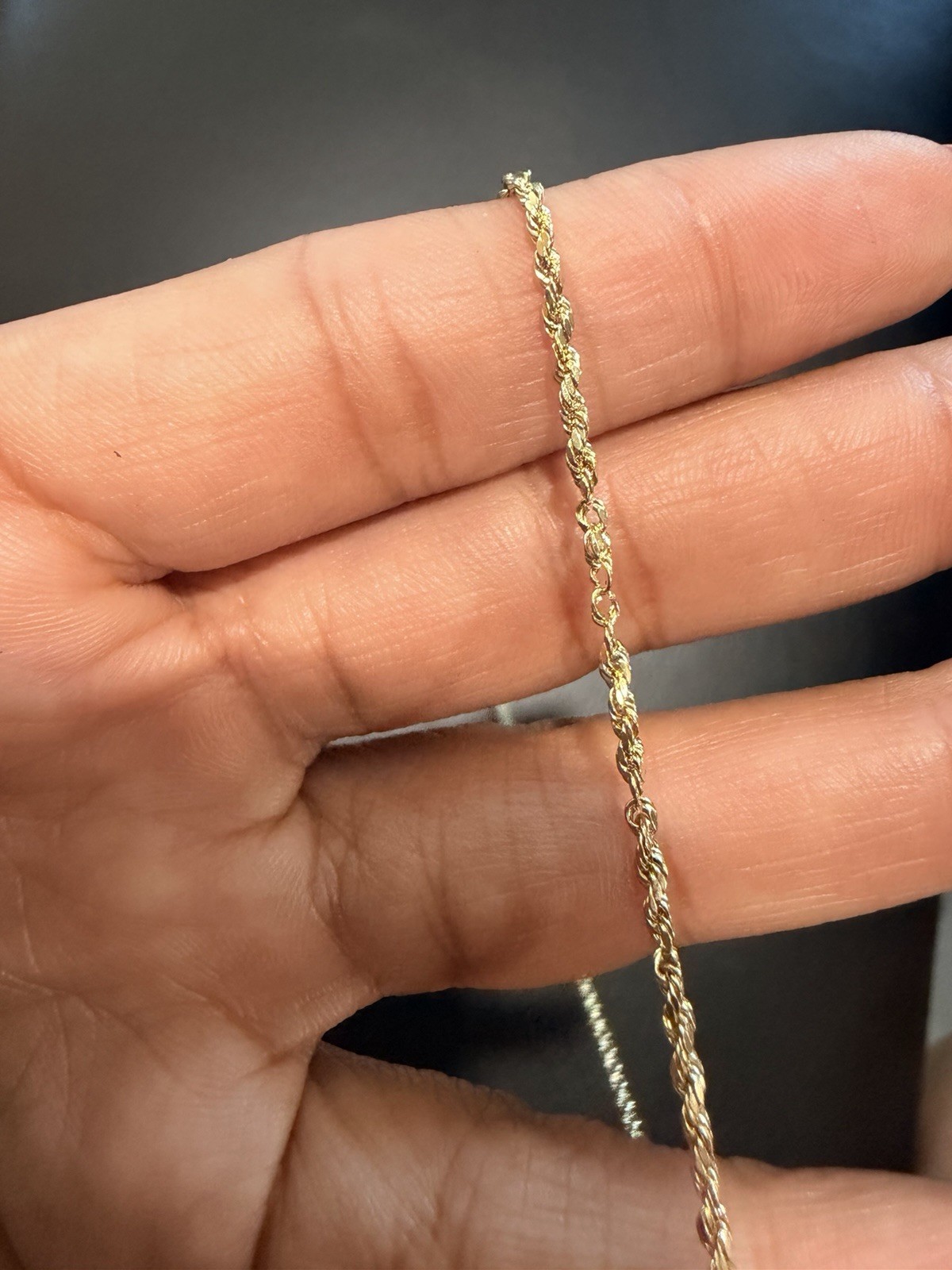 10K Yellow Gold Rope Chain Necklace, Spring Ring Clasp