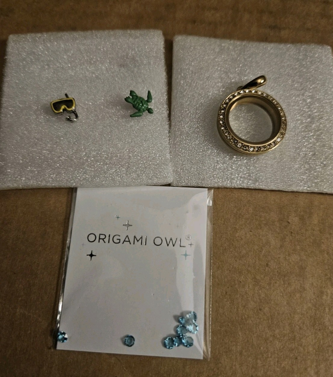Origami Owl Petite Gold Snorkling In Maui Living Locket Set, SP3167 NIP Rare