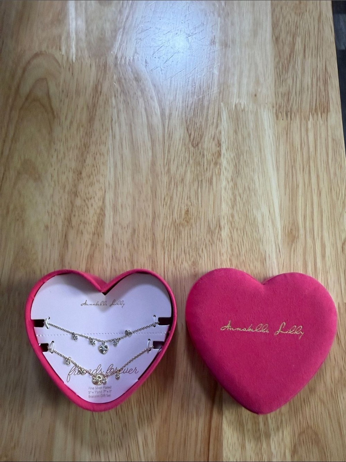 Annabelle Pink and Gold Heart Necklace Set in Heart Box