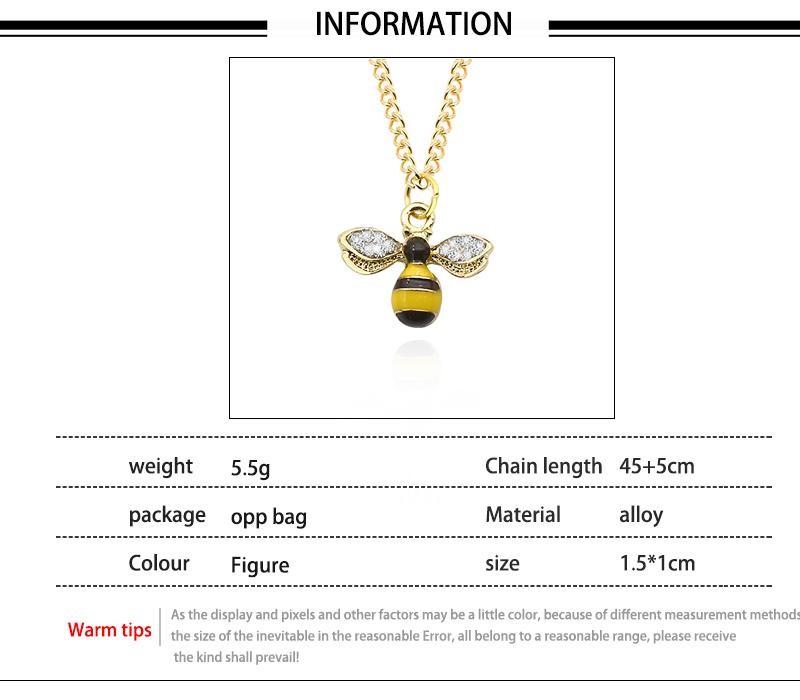 Cute Bee Pendant Necklace Women Girls Crystal Wings Long Chain Jewelry Gift
