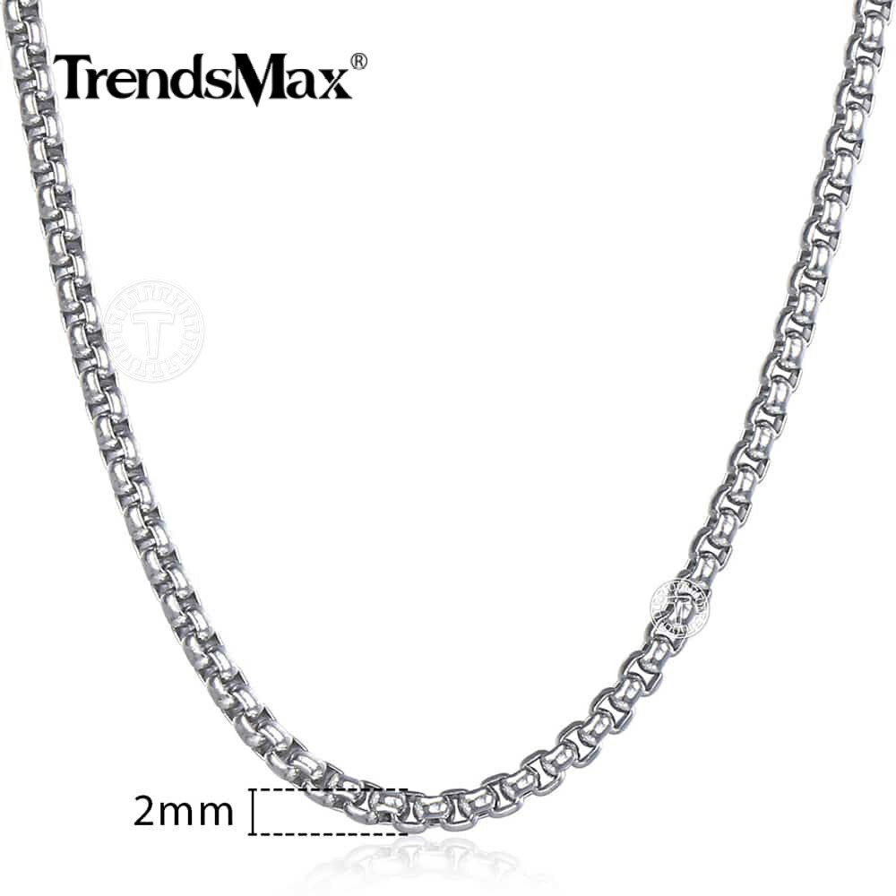 16″-30″ Mens Stainless Steel Curb Cuban/Box Chain Necklace Choker 2/3/5/7/9/11mm