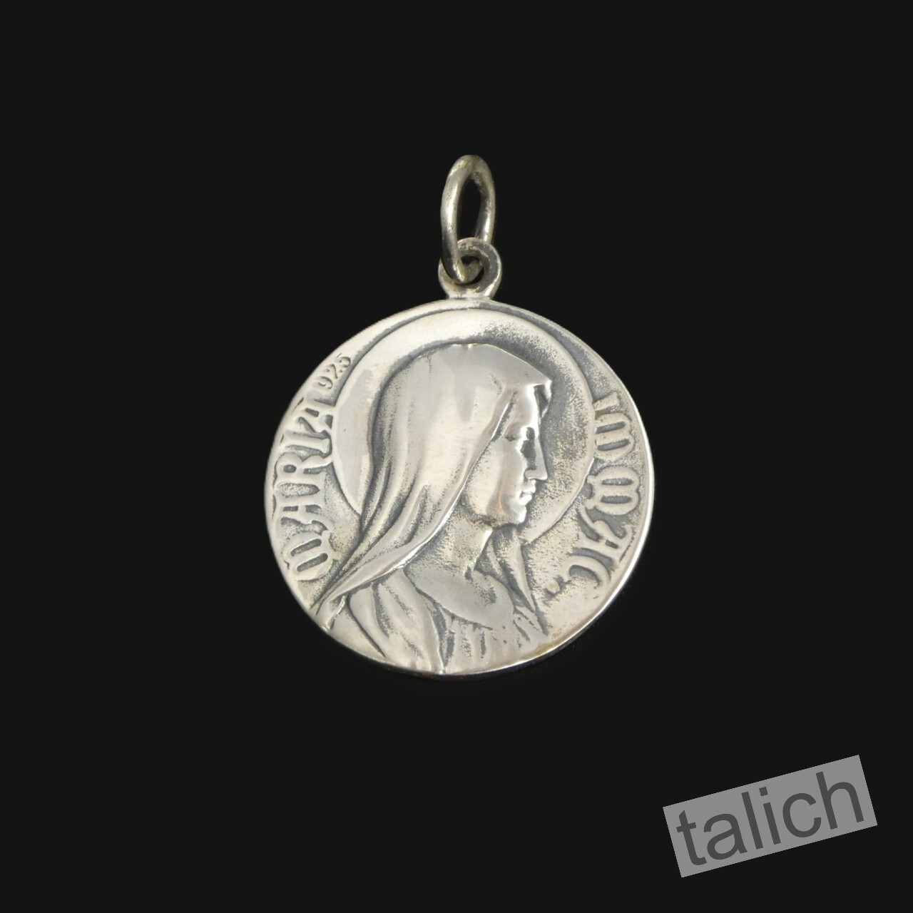 Solid 925 Sterling Silver Jesus Christ Virgin Mary Double Sided Amulet Pendant