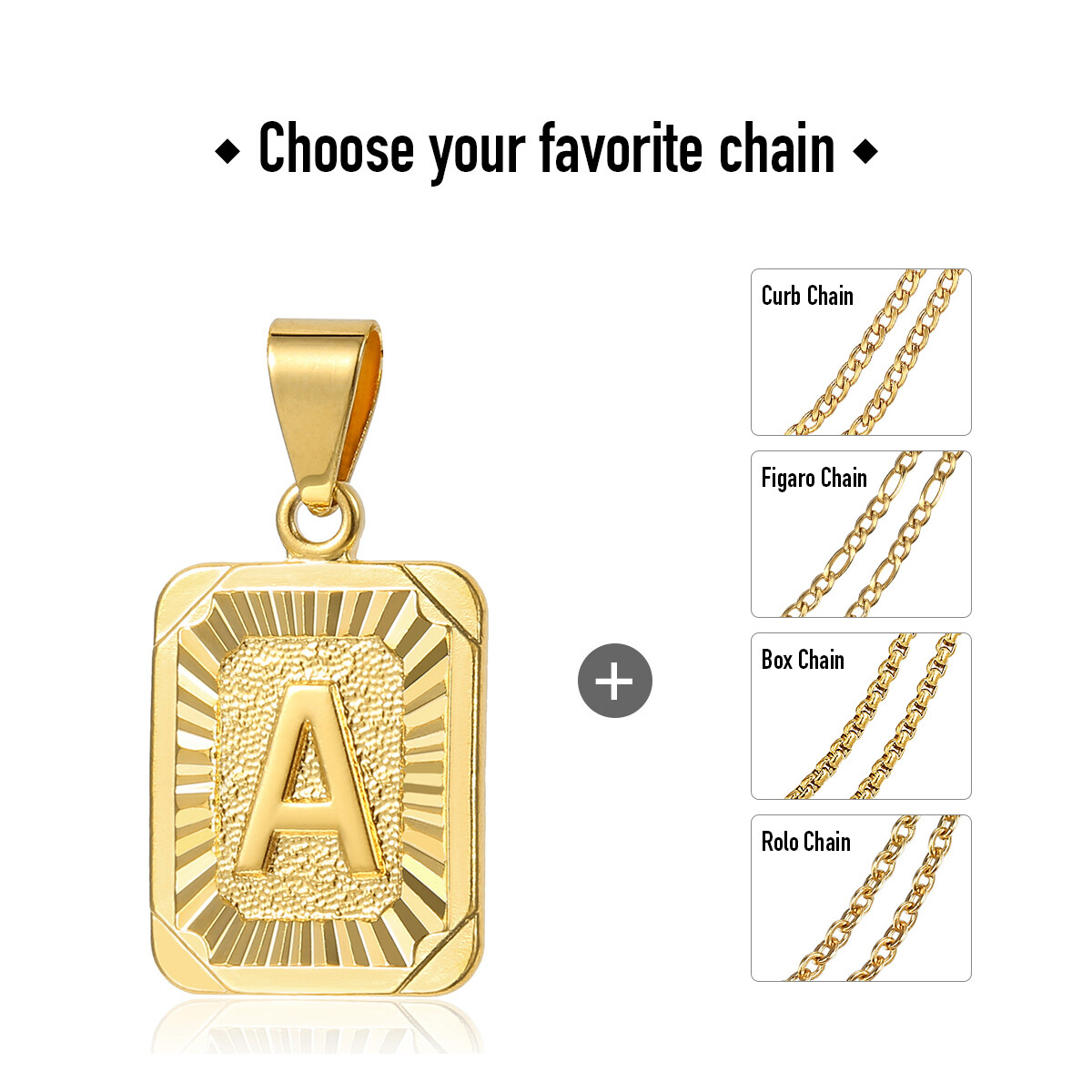 Women Men 18″ Gold Filled Initial Letter Pendant Necklace Stainless Steel Chain