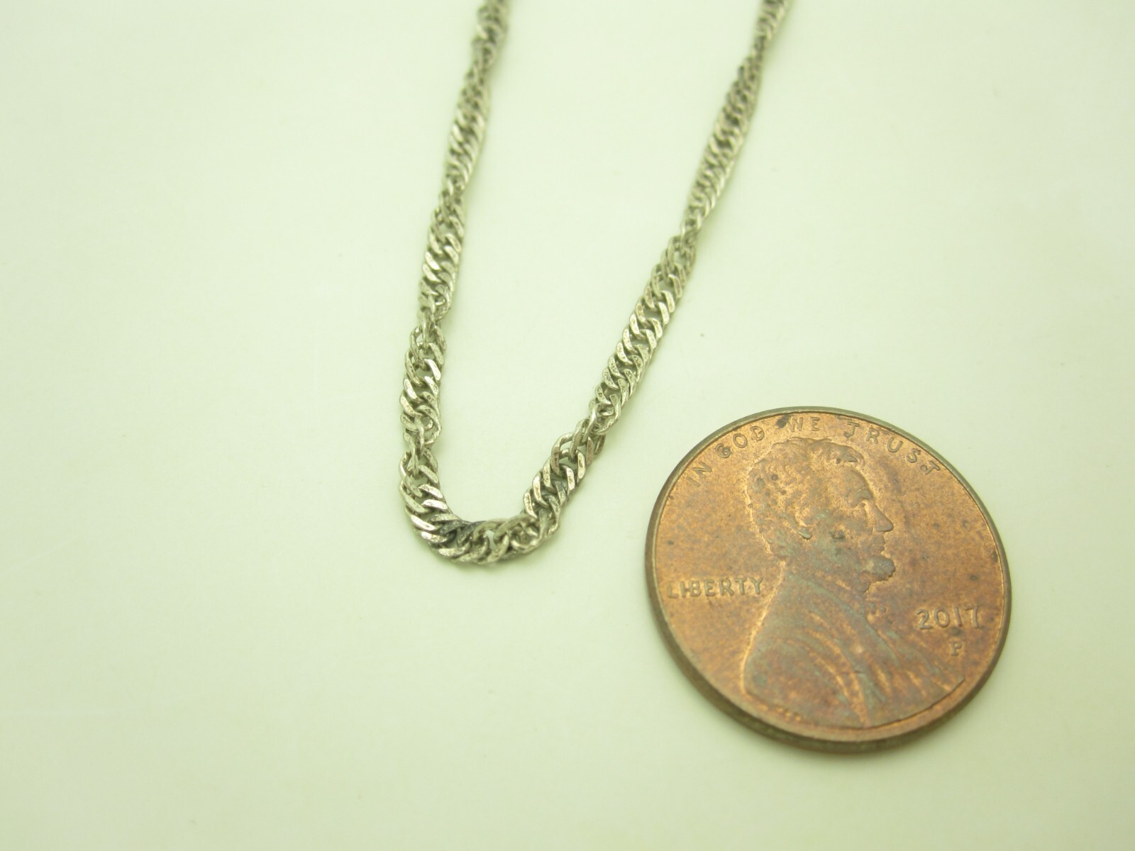 Sterling Silver 2.2mm Flat Curb Link Twist Chain Necklace 18″ Long