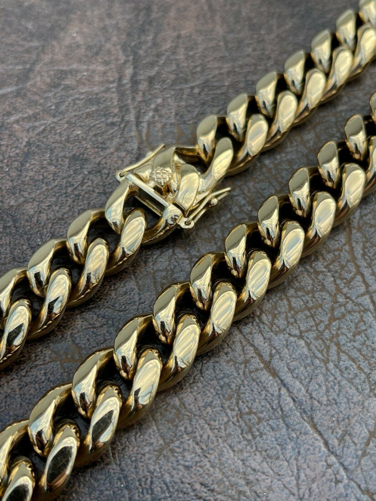 16mm Miami Cuban CHOKER Chain Solid 14k Gold Plated SS Necklace Unisex